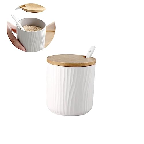 FUNOMOCYA Spice Jars Ceramic Spice Jar Condiment Jars with Lids and Spoons Kitchen Seasoning Organizer