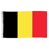 Murago - Belgien Fahne ca. 150x90cm mit Metallösen - belgische Hiss Flagge 90 x 150 cm wetterfest Fanartikel Polyester