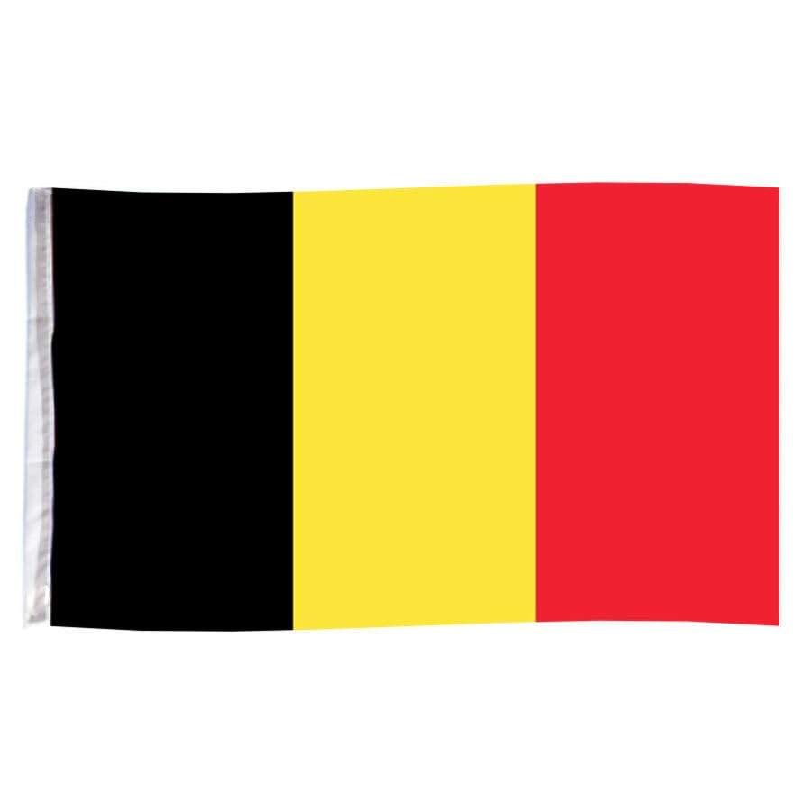 Murago - Belgien Fahne ca. 150x90cm mit Metallösen - belgische Hiss Flagge 90 x 150 cm wetterfest Fanartikel Polyester