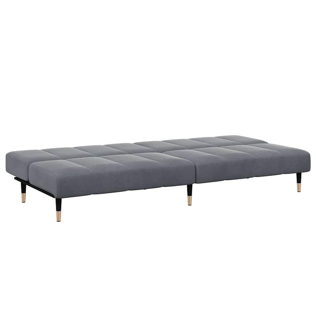Divano letto 2 posti con poggiapiedi, velluto grigio scuro, funzione trasformazione, robusto telaio in legno, per soggiorno, camera degli ospiti, 200 x 84,5 x 69 cm