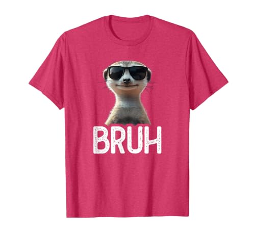 Bruh Meerkat | Funny Meerkat Lover | Meme Lover T-Shirt, Men, Red Heather, Large