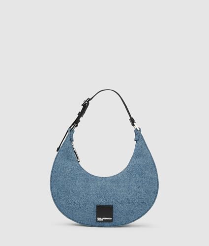 Jeans Karl Lagerfeld Donna Borsa A Mezzaluna Con Logo A Scatola, Blu, One Size