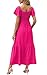 OFEEFAN Flutter Sleeve Smocked Dress Women Square Neck Maxi Dress with Sleeves Hot Pink XS