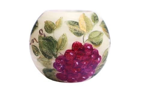 Goddess Arts Collection Large Round Genuine Wax Coated Flickering Flameless Candle With Hand Painted Grapes And Vines Grapevines Design Mediterranean Decor thumb #4