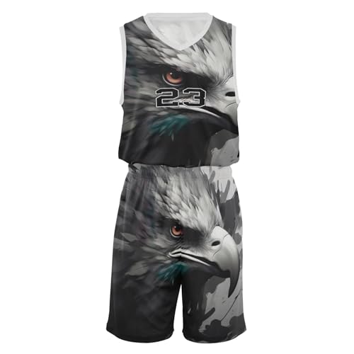 FLildon Black Eagle Boys Basketball Jersey Set Tank Top Shorts Tracksuit Sport Training Suit for Kids