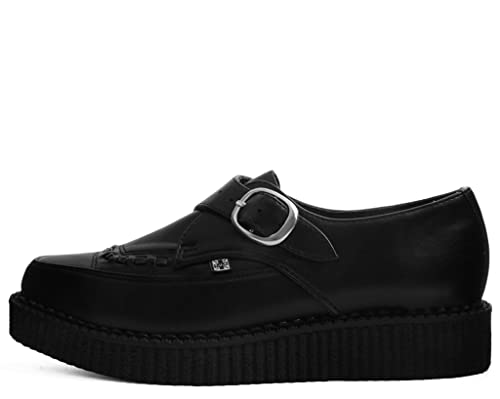 T.U.K. Black TUKskin Pointed Buckle Creepers for Men & Women, Low Platform Shoes4