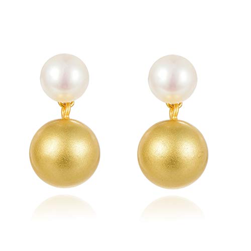 Pendientes de Perlas Pendientes de Tachuelas para Mujeres Temperamento francés de Alta Gama Nuevo Pendientes Retro Pendientes de Perlas Pendientes de Pelota para Mujeres