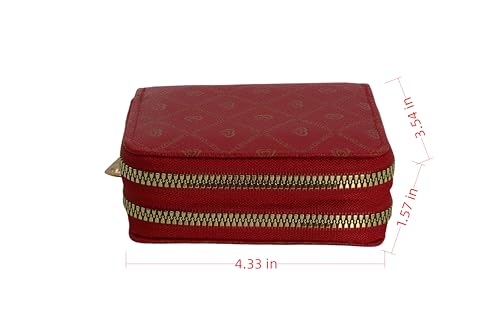 Ladies' credit card small wallet, double zipper large capacity card storage box, with 9 card slots and 4 change slots, 4.33 x 3.54 x 1.57 inches, red2