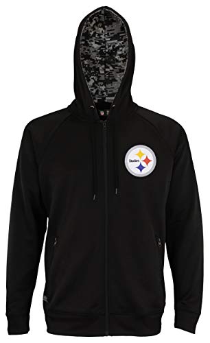 Zubaz PITTSBURGH STEELERS BLACK FULL ZIP HOOD W/DIGITAL CAMO HOOD DETAIL MD