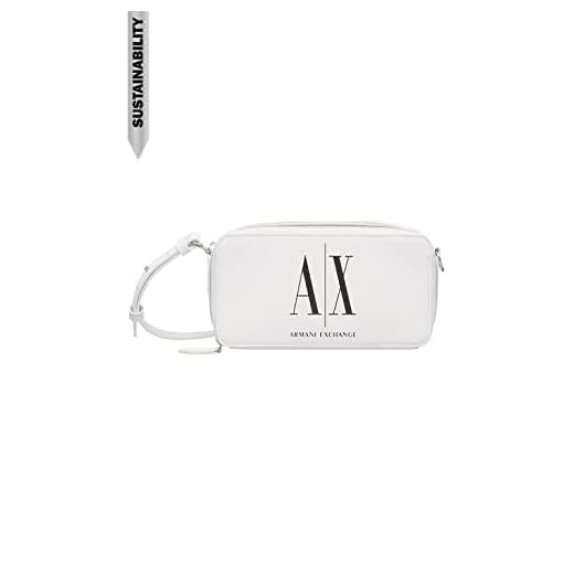 Armani Exchange Icon, Sustainable, Zip Around, Custodia per Fotocamera Donna, Bianco, Einheitsgröße