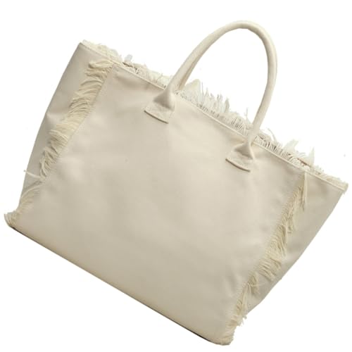 Grand sac en toile femme Blanc abeille style bohème pour les cours et le travail