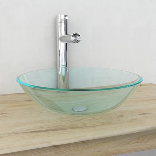 Vopese Lavabo Vidrio Templado Transparente 42 cm Lavabo Transparente para baño