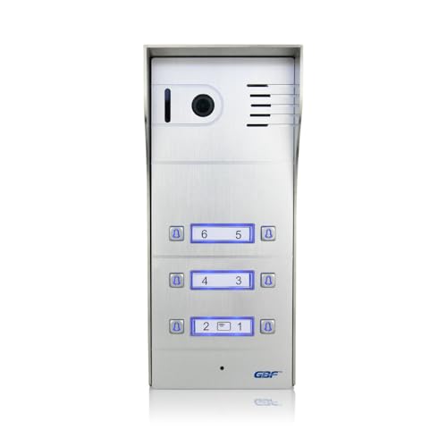 GBF Smart Video Door Station/Smart Video Intercom System for 6 Unit Apartment (Surface Mounted)- GBF-PL963PM6U, 1080P Camera, Built in POE, Control Two Locks remotely, Built in RFID Reader