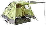 COLUMBUS Tienda de Campaña Huron 4 | Tienda de Camping para 4 Personas con 1 Habitación Grande y Amplia Zona de Estar. Tienda Impermeable en Color Verde y Gris - 8,2 kg