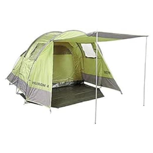 COLUMBUS Tienda de Campaña Huron 4 | Tienda de Camping para 4 Personas con 1 Habitación Grande y Amplia Zona de Estar. Tienda Impermeable en Color Verde y Gris - 8,2 kg