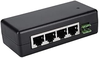 ASHATA PoE Power Supply, DC12V-48V 4 Port PoE Power Adapter PoE Ethernet Power Supply Injector for IP Camera