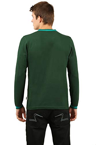 Image of Zebu Men's Full Sleeve Cotton Henley Neck Tshirt with bio wash (Pack of 1).