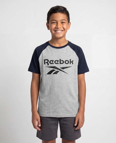 Image of Reebok 2 Pack: Boys Short Sleeve Raglan Cotton Crew Neck T Shirt Athletic Baseball Tee Tops Kids Teens Youth (6-18)