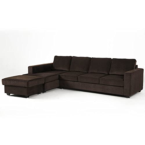 Image of Wakefit Sofa Set | 3 Year Warranty | Sofa 3 Seater, 3 Seater Sofa for Living Room, Wooden Sofa Set, 3 Seater + Left Aligned, Sofa for Living Room - Napper(Malphino : Dark Earth)