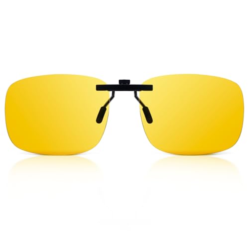 Night Vision Clip-on, Driving Sunglasses for Men and Women, UV400 Polarized Yellow Lens, Clip-on Sunglasses for Night