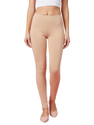 Image of JUNEBERRY Cotton Lycra Skinny Fit Leggings for Women & Girls (Sizes: S to 2XL) (Colors: Black, Beige, White, Grey, Brown, Pink & Wine)