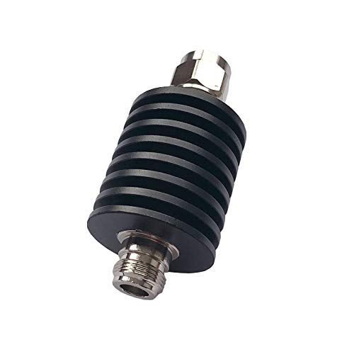 BECEN Atenuador bidirecional 6DB 25W N, 25 Watt 50 Ohm Atenuador DC para 3Ghz, Atenuador fixo (6DB)