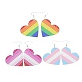 FOMIYES 3組 レザー製レインボーストライプイヤリング ファッション性耐久性彩虹耳环 対応アクセサリー カジュアルからパーティーまで