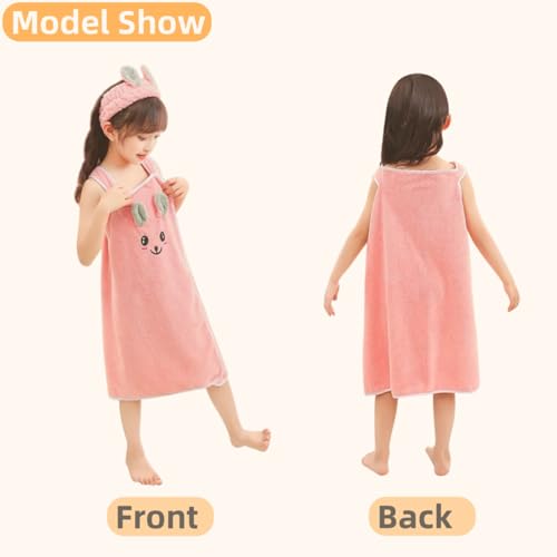 Kids Toddlers Bath Towel Wrap, Cartoon Rabbit Cute Girls Soft Beach Robe Bathing Shower Cover Up Bathrobe Sleepwear4