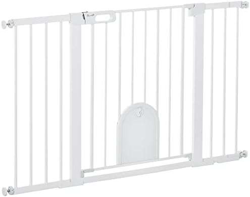 PawHut Treppenschutzgitter Ausziehbar 76–104 Cm – Hundegitter Mit Doppelverriegelung, Weiß