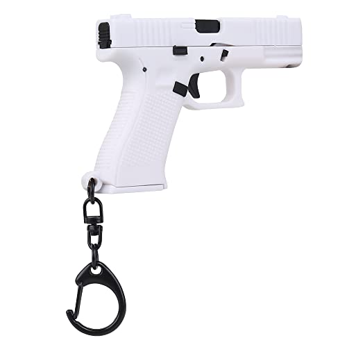 WOHEIHEI Pistol Shape Keychain, G-45 Gun Model Key Chain Bag Fidget Gadgets Pendant Ornament for Gift for Men Women Friends, White, Miniature
