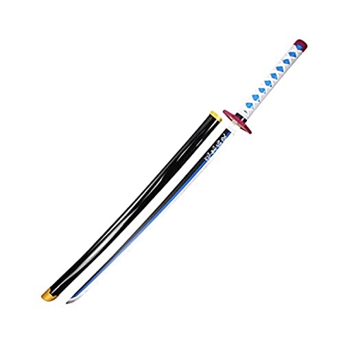 Dcrtiv Katana pour collectionneurs Fans d'anime Cadeaux d'anniversaire de noël Katana Japonais Tueur de démons Lame Accessoire modèle d'arme Jouet épée 76 cm (Color : Tomioka Giyuu, Size : 76cm) Cover