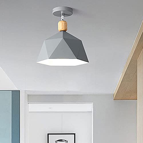 Plafond light shade en fer diamant noir E27 de 10 pouces pour couloir