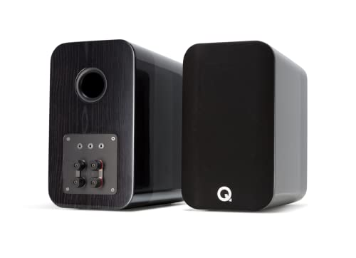 Q Acoustics Concept 300 Bookshelf Speakers Silver and Ebony (1