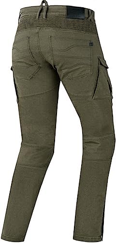 SHIMA Giro 2.0 motorbroek voor heren - elastische regular fit cargobroek voor heren met DuraQL-laag, CE-knie- en heupbeschermers (Khaki, 36 lang