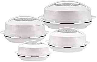 SQ Professional Insulated Serving Dishes with Lids - 4 Piece Olympic Thermal Hot Food Containers Set 0.8, 1.2, 1.6 and 2.5Liters, White