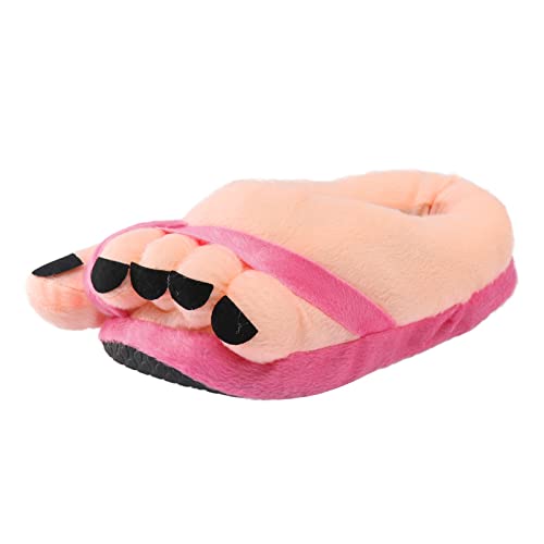 Zapatillas de estar por casa para mujer, de invierno, cálidas, con dedos grandes, divertidas, cómodas, suaves, para invierno, para hombres y mujeres, para casa, para casa, Rosa caliente., Talla única