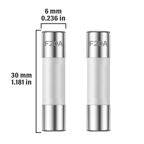 Image of 20A 250V 6x30MM Fast Blow Ceramic Fuses 20 Amp 250 Volt 0.24 x 1.18 Inch Fast-Acting Tube Fuse F20AL250V (Pack of 10Pcs)