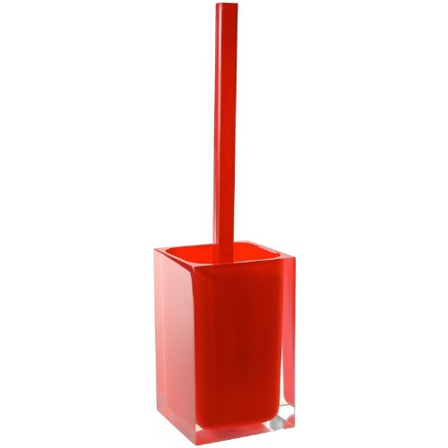 Image of Gedy Rainbow Thermoplastic Resins Square Toilet Brush Holder, Red