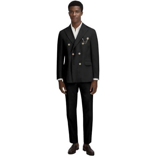 Dashiki Men Business Suits Double Beasted Brooch Blazer and Pants Set Formal Outfits African Clothes