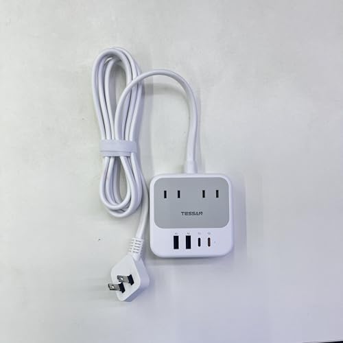 延長コード 2m 超薄型 (8-in-1, 20W PD) usb コンセントタップ TESSAN 電源タップ usb付き 隙間 AC差込口 4個口 Type-C 2ポート USB-A 2ポート薄型プラグ タコ足配線 たこあしコンセント 分岐 電源コード 出張 旅行 テーブル 卓上 ホワイト