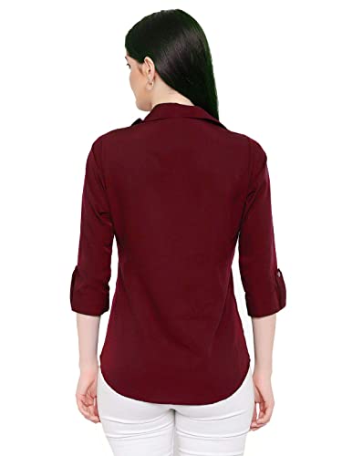 Image of Leriya Fashion Women's Summer Cotton Plain Tops 3 4 Flare Sleeve Tie Knot Loose Casual Tops
