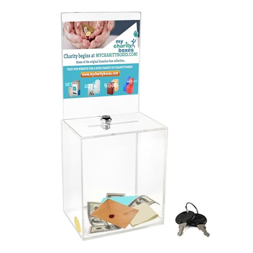 My Charity Boxes - Large Donation Box - Ballot Box - Suggestion Box - Acrylic Box - Tip Box- with Large Display Area