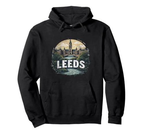 Retro Leeds Paisaje Vintage Souvenir Sudadera con Capucha