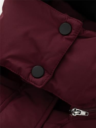 Oelise Women's Plus Size Quilted Winter Coat in Burgundy Red – Warm Puffer Jacket with Removable Hood, Thicken Parka for Cozy Comfort in 2X Size - Image 5