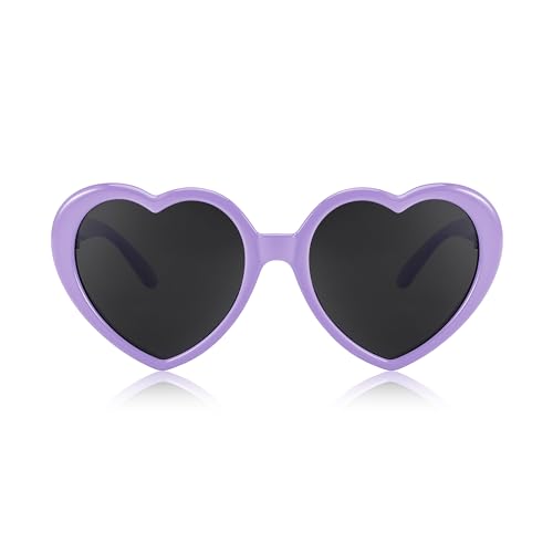 FEISEDY Heart Shaped Polarized Sunglasses Kids for Toddler Girls Age 3-10 Shaped Cute Fashion Sunnies B00773
