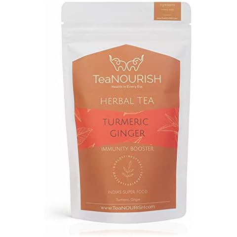 TeaNOURISH Turmeric Ginger Herbal Tea | India's Superfood | Stress Reliever, Healing Properties, Aids Digestion, Supports Immunity | 100% NATURAL INGREDIENTS (3.53oz/100gms) Cover