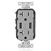 Leviton T5832-GY 20-Amp USB Charger/Tamper Resistant Duplex Receptacle, Gray