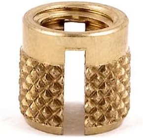 Press Insert, #8-32 Int Thrd Sz, 1/4 In L, 15/64 In Dia., Brass, Plain, 100 Pk,