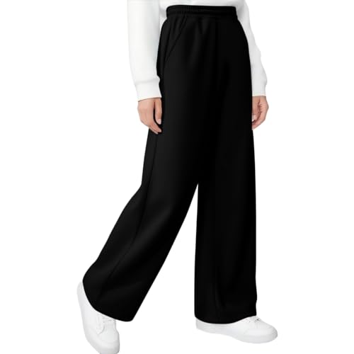 Boys Sweatpants Casual Solid Color Elastic Waist Trousers with Multi Pockets Soft Comfy Lounge Fashion Pants 5-15Y4