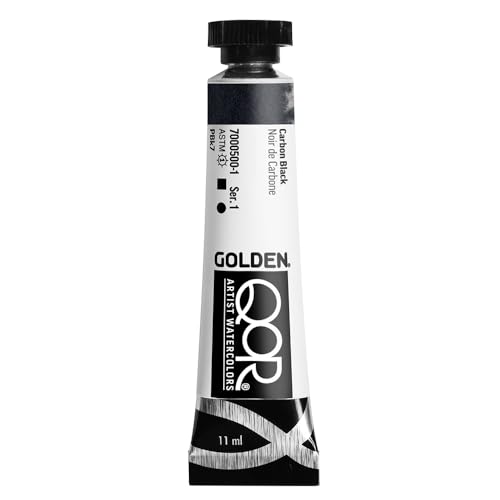 GOLDEN QoR Artist Watercolors, Carbon Black, 11 ml Tube, Professional Watercolor Paint, Opaque